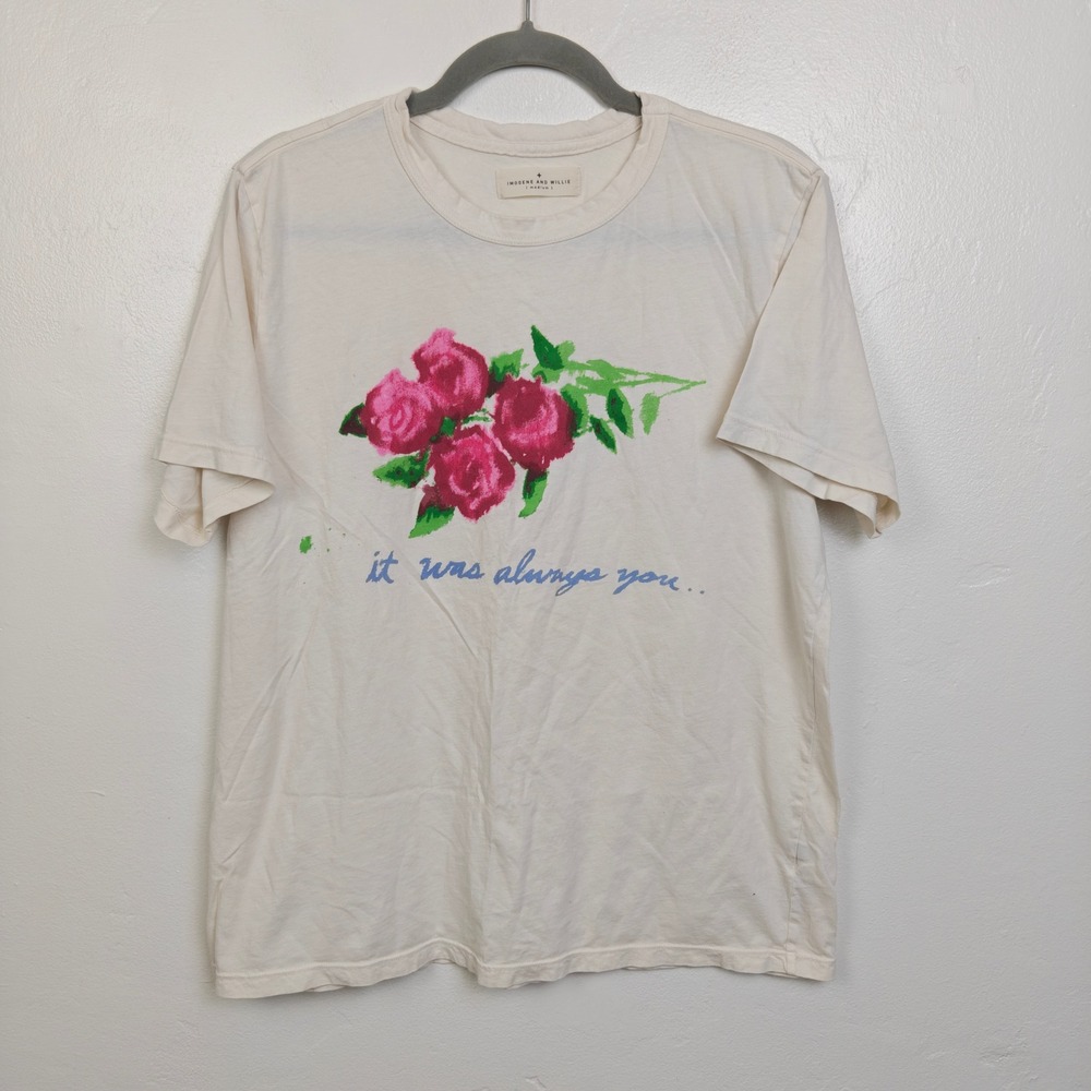 Imogene and Willie Womens Tee Medium Cream It Was Always You Floral Graphic Tee